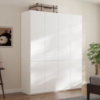 78.7" H 8-Door 3-Drawer White Wardrobe Armoire by Ebern Designs