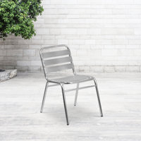 Lila Lila 4 Pack Aluminum Commercial Indoor-Outdoor Armless Restaurant Stack Chair with Triple Slat Back by George Oliver