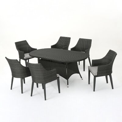 Backlund Outdoor Wicker Round 5 Piece Dining Set with Cushions