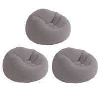 Intex Inflatable Contoured Beanless Bag Lounge Chair, Gray (3 Pack)