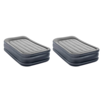 Intex Dura Beam Deluxe Pillow Raised Air Mattress w/ Built In Pump, Twin, 2 Pack by Intex