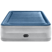 Intex: Dura-Beam Deluxe Comfort-Plush Air Mattress - 22" Queen Blue - Built-In Electric Pump, 600lb Capacity by Intex