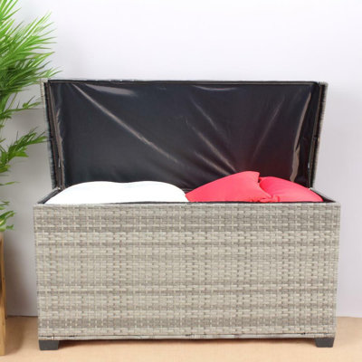 148 Gal Waterproof Wicker Patio Furniture Deck Box, Large Storage Container For Outdoor Cushions, Throw Pillows by iYofe