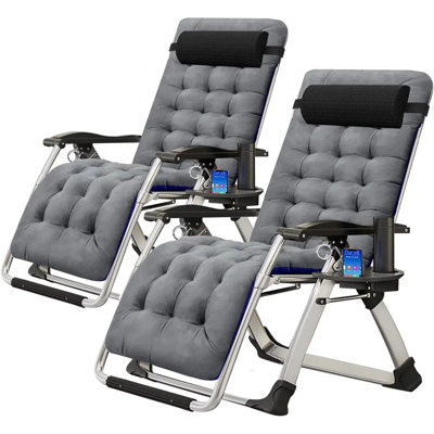 2 Pack Zero Gravity Chair,Adjustable Reclining Lounge Chair with Cushion, Headrest, Cup Holder by JTANGL