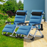 Portable Reclining Folding Zero Gravity Chair with Cushions (Set of 2)