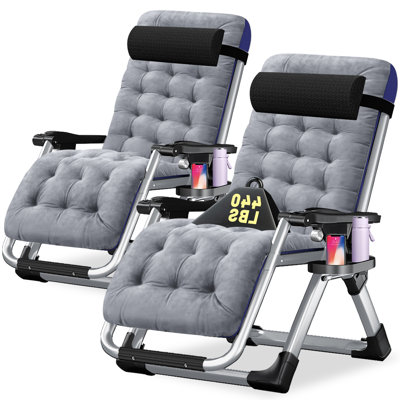 2 Pack Zero Gravity Chair, Padded Adjustable Reclining Lounge Chair with Cup Holder,Supports 440lbs by JTANGL