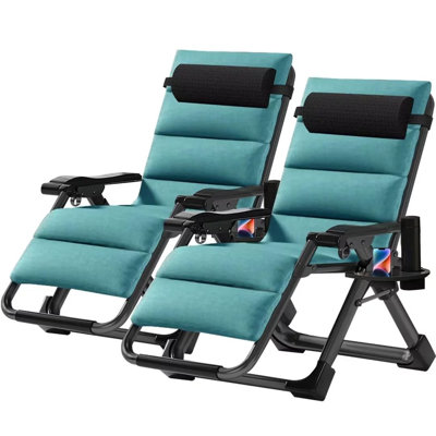 2 Pack Zero Gravity Chair, Adjustable Reclining Lounge Chair with Cushion,Headrest,Cup Holder by JTANGL