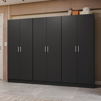 6 Doors Storage Cabinet with Ample Shelves Space 94"L Utility Armoire Closet Entryway and Bedroom Organization Unit by Latitude Run