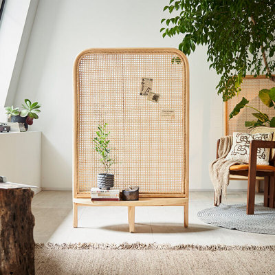 Rattan Woven Wooden Room Divider Screen by Sleek Surface Designs