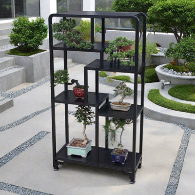 Outdoor aluminum multilayer green plant shelf by Sleek Surface Designs