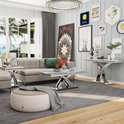 3-Piece Luxury Living Room Table Set Includes 1 Coffee Table & 1 Console Table & 1 End Table For Home Apartment Office, by jajaplus