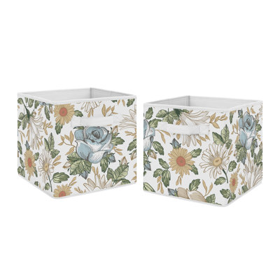 Vintage Floral Blue and Yellow Fabric Storage Bin by Sweet Jojo Designs by Sweet Jojo Designs