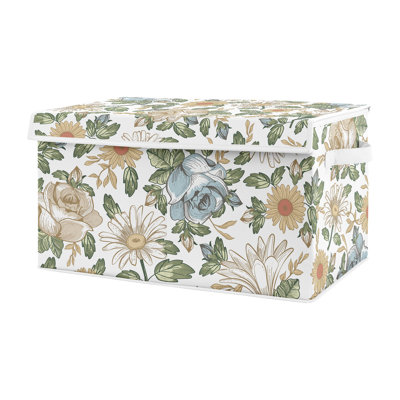 Vintage Floral Blue And Yellow Storage Fabric Toy Box By Sweet Jojo Designs by Sweet Jojo Designs