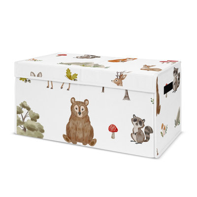 Watercolor Woodland Forest Animals Fabric Storage Toy Box