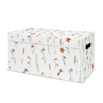 Watercolor Floral Garden Sage Green Brushed Microfiber Fabric Storage Fabric Toy Box by Sweet Jojo Designs