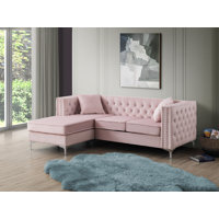 Tina 87" Wide Velvet Reversible Sofa & Chaise by Glory Furniture