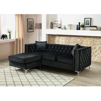 Tina 87" Wide Velvet Reversible Sofa & Chaise by Glory Furniture
