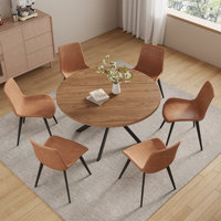 45.3"l Round Modern Kitchen Dining Table With 32.4"h Dining Chair by George Oliver