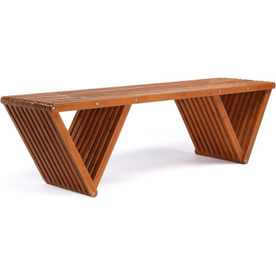 Outdoor Wooden Bench, 63" All Weather Patio Bench Porch Bench, 600Lb Capacity Outdoor Backless Benches For Yard Park Garden by JES ENTERPRISES