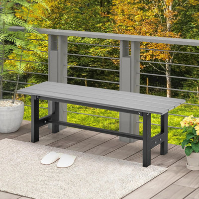 2-Person Outdoor Bench Seat - Backless Patio Garden Bench, 47” Weatherproof Outside Chair With Slatted Seat, Metal Frame, 660 LBS Capacity, Dining Ben by JES ENTERPRISES