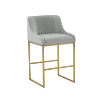 Robicheaux Pleated Velvet Counter Stool by Mercer41