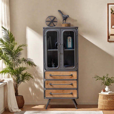 Industrial style iron storage cabinet bookcase