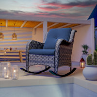 Outdoor Patio Wicker Rocking Chair with Cushions by Red Barrel Studio