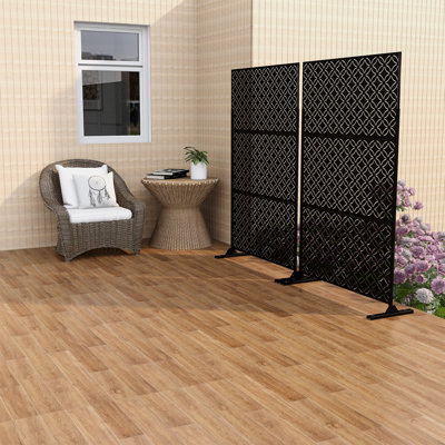 72"H×47"W×16"D Outdoor Metal Privacy Screen Garden Trellis Lattice Panel Fence Panel by Wooakway