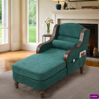 Alhertine 27.17" W Elegant Upholstered Chaise with Chenille Fabric & Side Storage by Latitude Run