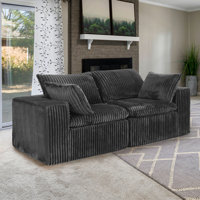 Brinae 78.8 "W Fully Compressed Cloud Sofa, Corduroy Fabric, Deep-Seat Style, Removable Cushions, No Assembly Required by Wade Logan