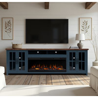 Brixham 97 inch Solid Wood Fireplace TV Stand Console for TVs up to 100 inches, Two-Tone Finish by Laurel Foundry Modern Farmhouse