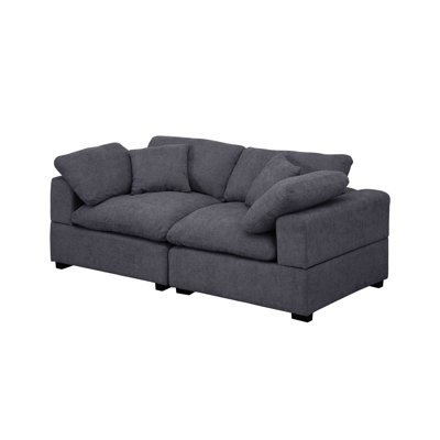 Modern Fabric Cloud Loveseat Sofa With Deep Seat, Wide Armrest, Removable Cover
