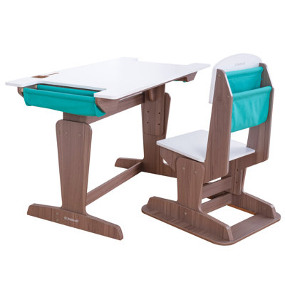 Grow Together Pocket Adjustable Wooden Desk and Chair, Natural by KidKraft