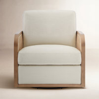 Juliette Upholstered Natural Cane Swivel Barrel Chair by Joss & Main
