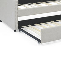 Practical Twin Daybed with Trundle with wooden slats and tufted backrest for living room and bedroom by Knlnny Ware