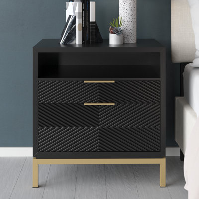 Leshia 2 - Drawer Nightstand in Black by Willa Arlo Interiors