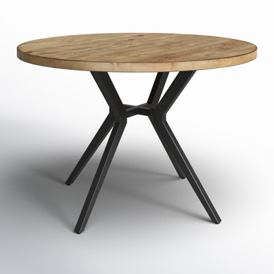 Etna 45" Round Dining Table With Black Metal Base by Mercury Row