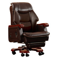 Kinnls Jones Executive Office Chair with Massage Ventilation and Heating, Genuine Leather Luxury Managerial Executive Home Desk Chairs Big and Tall Re