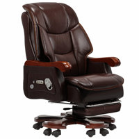 Kinnls Jones Executive Office Chair with Massage Ventilation and Heating, Genuine Leather Luxury Managerial Executive Home Desk Chairs Big and Tall Re