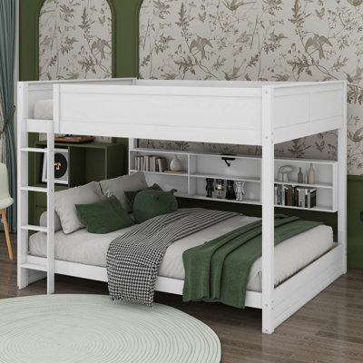 Queen Over Queen Bunk Bed With Storage Cabinets And USB Ports by Harriet Bee