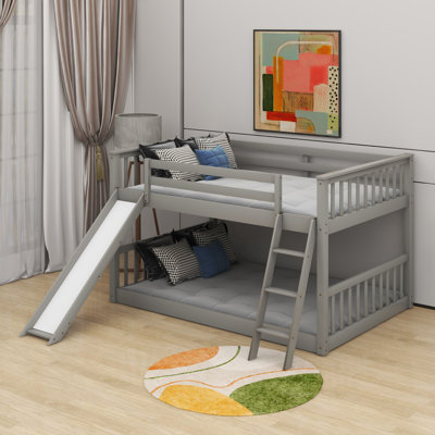 Full Over Full Bunk Bed With Convertible Slide And Ladder by Kunpeng