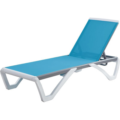 Yaiza Patio Chaise Lounge Chair - Full Flat Alumium & Resin Leg Outdoor Reclining Adjustable Chair