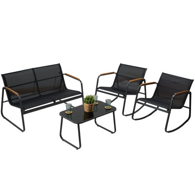 4-Piece Outdoor Coversation Set Includes 1 Love Seat, 1 Table And 2 Single Chairs
