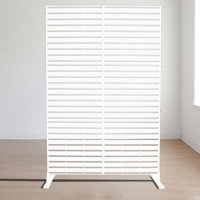 Kozyard Metal Privacy Screen Decorative Outdoor Divider With Stand Panels (White Horizontal Slat) by Kozyard