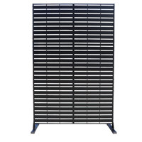 Kozyard Metal Privacy Screen Decorative Outdoor Divider With Stand Panels (Black Horizontal Slat) by Kozyard