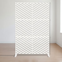 Kozyard Metal Privacy Screen Decorative Outdoor Divider With Stand Panels (White Chevron) by Kozyard