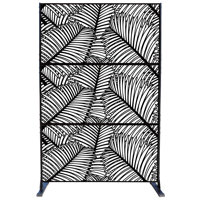 Kozyard Metal Privacy Screen Decorative Outdoor Divider With Stand Panels (Black Palm Leaf) by Kozyard