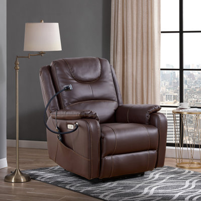 Zero Gravity Power Recliner With Comfortable Lying Degree, Massage, Heating And Phone Holder, Side Pockets, USB Charge Ports by KAQCVIN