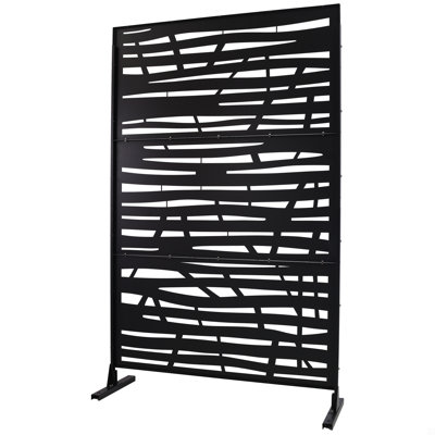 Outdoor & Indoor Privacy Screen Metal Privacy Screen 76" H×48" W, Freestanding Decorative Privacy Screen