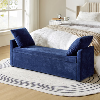 Aristides Modern 59.4" Wide Storage Bench with Two Pillows for Bedroom End of Bed King Size by Wade Logan